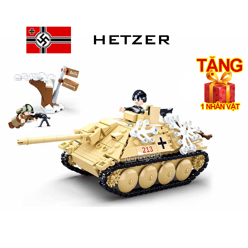 Bộ xếp hình Xe tăng Pháo tự hành chống tăng Jagdpanzer 38 Hetzer quân đội Đức Chiến tranh thế giới 2 WW2