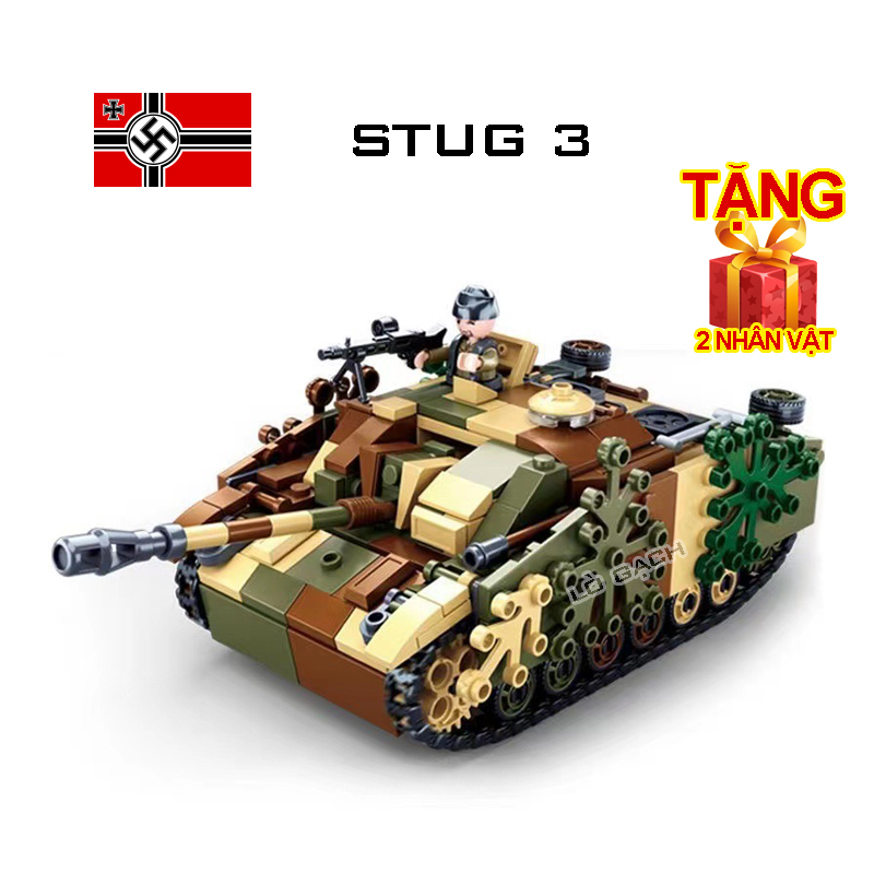 Bộ xếp hình Xe tăng Pháo tự hành chống tăng Sturmgeschütz StuG 3 Quân đội Đức WW2 524 chi tiết