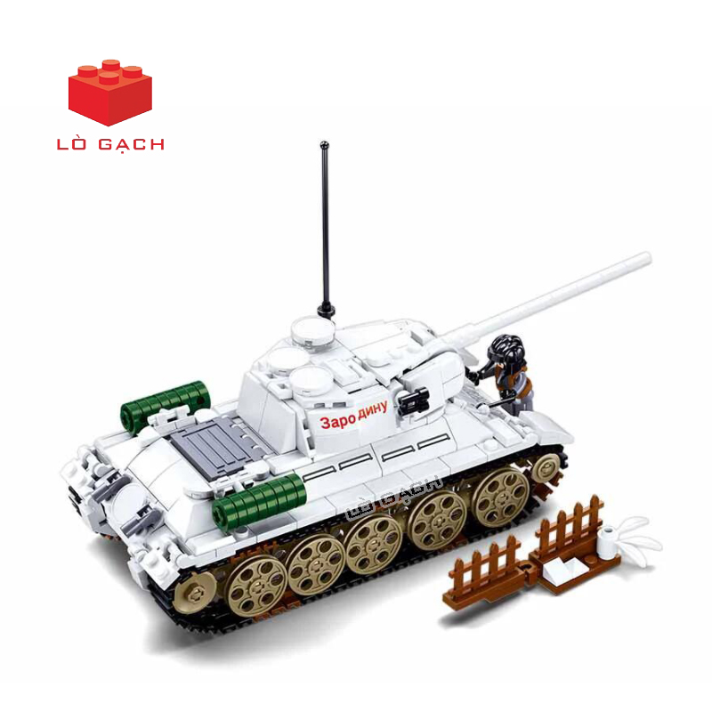 Bộ xếp hình Xe tăng T34 Quân đội Liên Xô sơn ngụy trang mùa đông Thế chiến 2 518 chi tiết - Ảnh 2