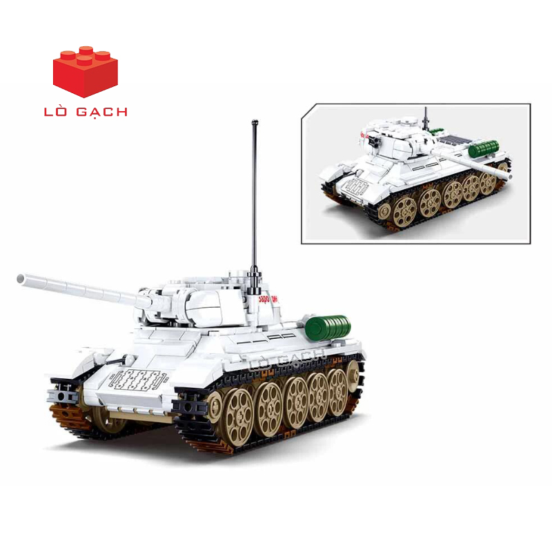 Bộ xếp hình Xe tăng T34 Quân đội Liên Xô sơn ngụy trang mùa đông Thế chiến 2 518 chi tiết - Ảnh 3