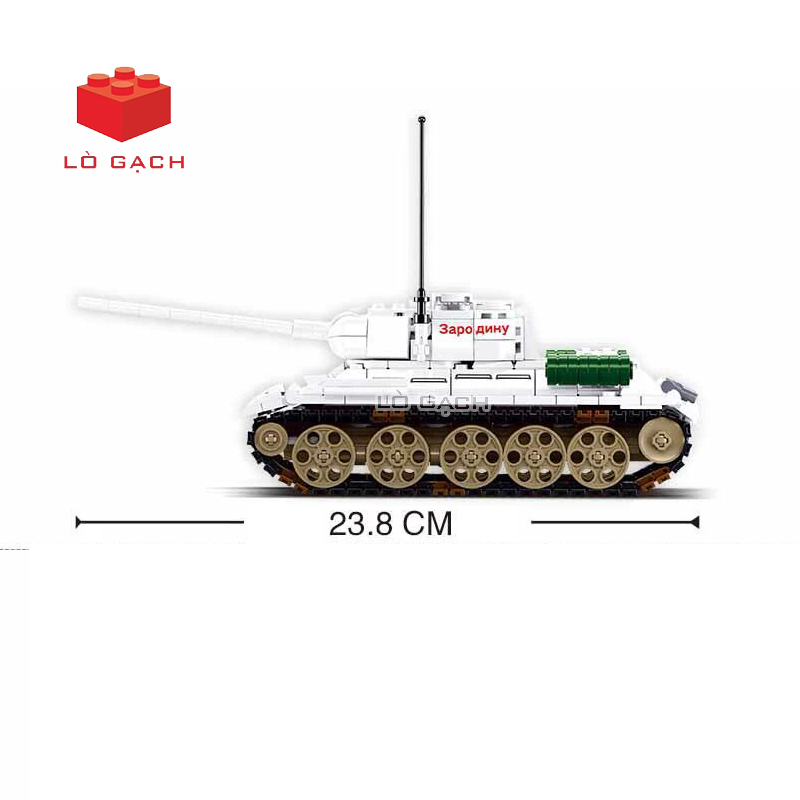 Bộ xếp hình Xe tăng T34 Quân đội Liên Xô sơn ngụy trang mùa đông Thế chiến 2 518 chi tiết - Ảnh 4